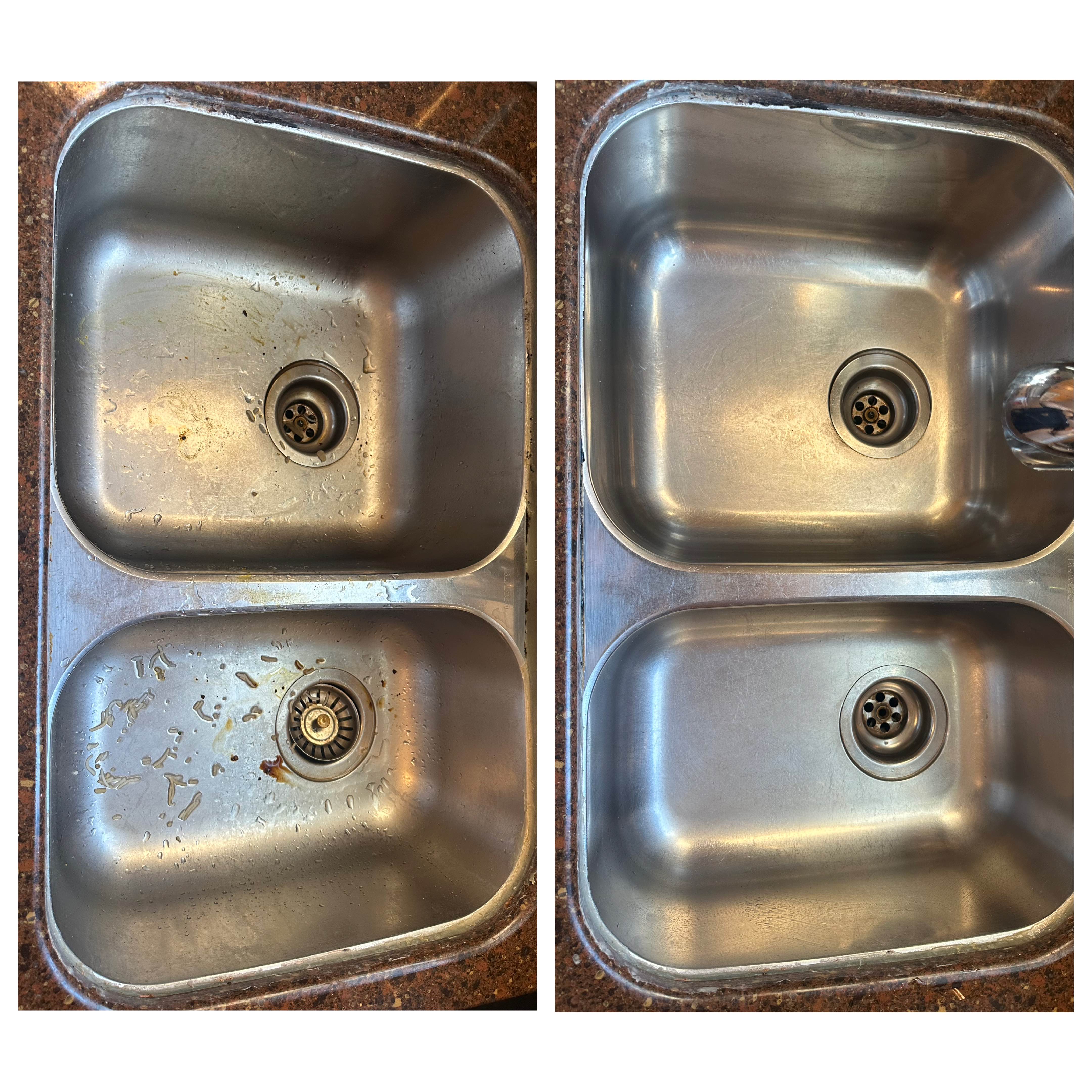 Clean kitchen sink before and after